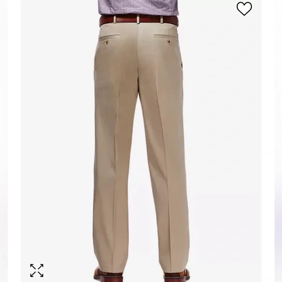 HAGGAR Premium No Iron Khaki Classic Fit Flat Front Ex Waist Pant 40x29 $65 lcsr - Picture 2 of 7